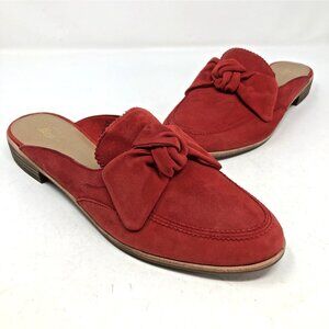 GH Bass & Co Sandals Womens 8.5 Ebbie Red Suede Bow Slip On Mules Mocc Low Heel